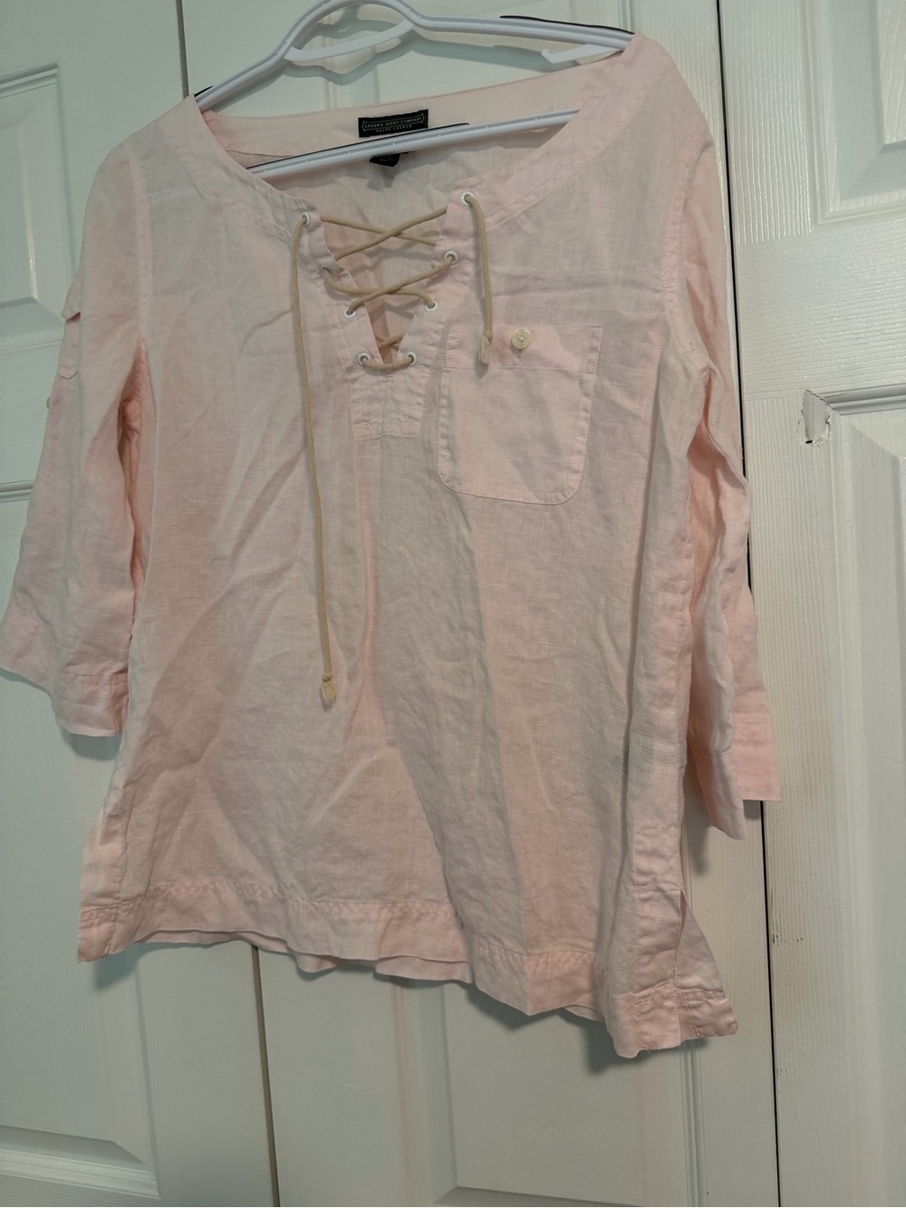 Lauren Jeans Company by Ralph Lauren 100% Linen Lace-Up Blouse – Women’s Small